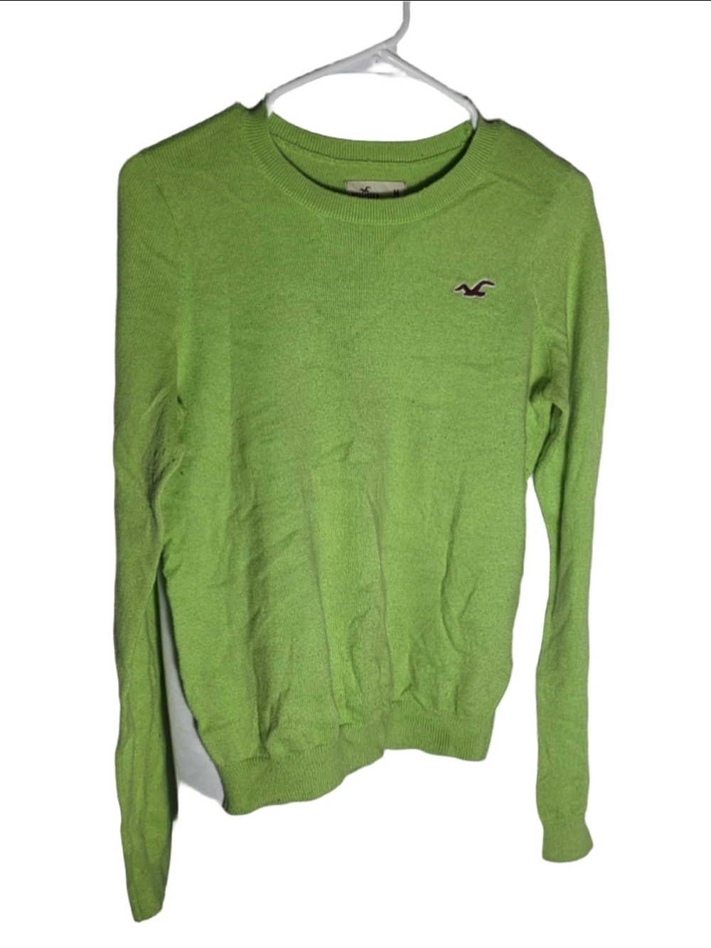 Women's Hollister Crew Neck Sweater Size M Lime Green y2k retro 90s preppy